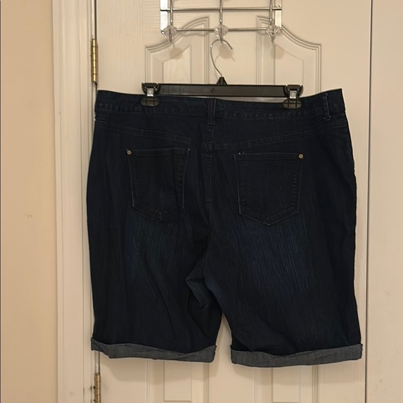 Dark Blue Denim Women's Shorts - Picture 2 of 3